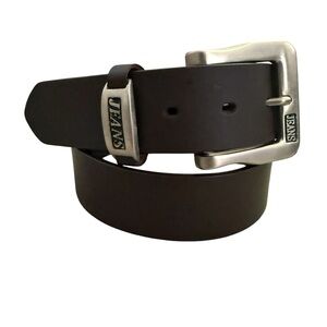 Brown Genuine Leather Belt Size 30 Silver Interchangeable Buckle Unisex